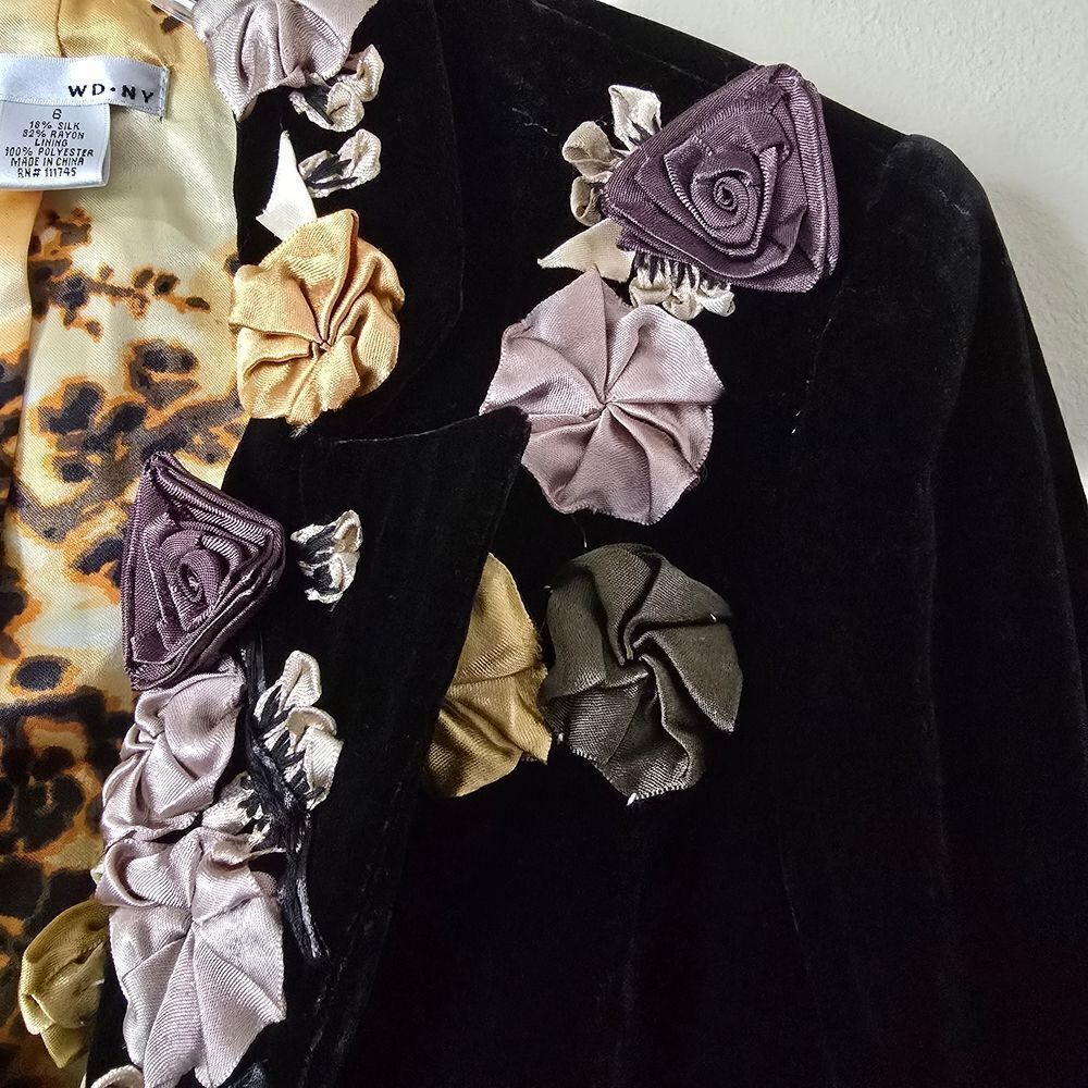 WDNY Silk Velvet Embellished Blazer Jacket Lined Size 6 Wimsigoth Y2k‎  Formal - Picture 5 of 9